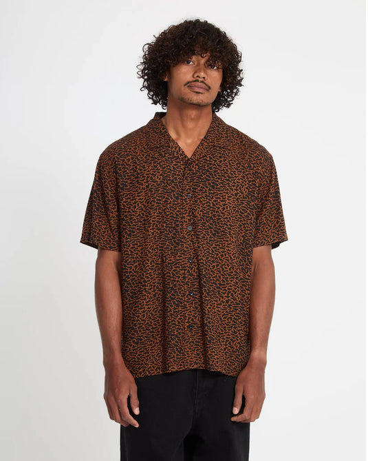 Volcom Men's Utopias Print Shirt Brown Horn A0412623_BRH