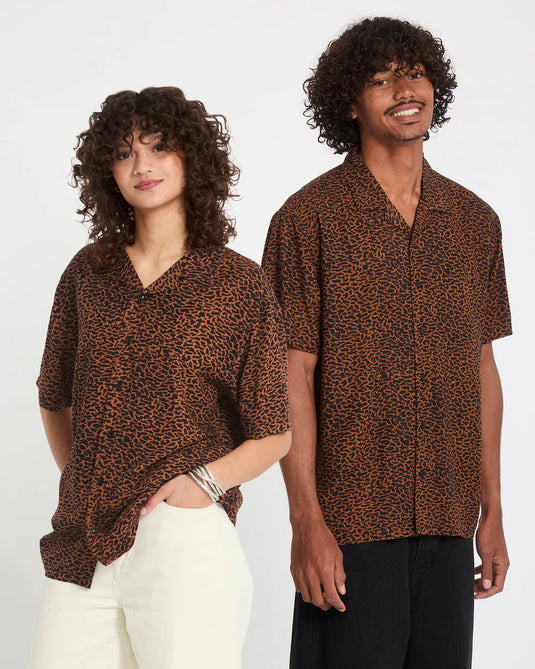 Volcom Men's Utopias Print Shirt Brown Horn A0412623_BRH