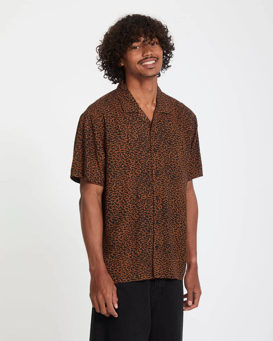Volcom Men's Utopias Print Shirt Brown Horn A0412623_BRH