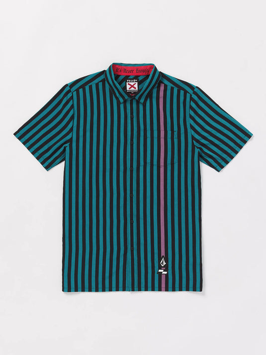 Volcom X Schroff Men's Stripe Shirt Dusty Aqua A0422407_DTA
