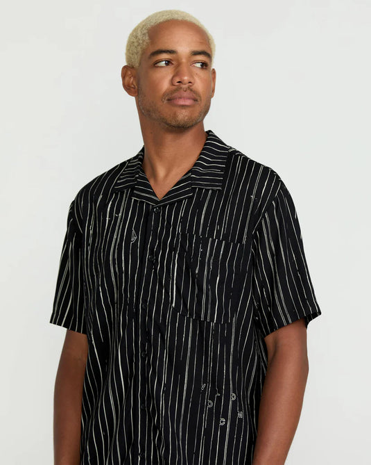 Volcom Men's Mistostone Shirt Black White A0422501_BWH