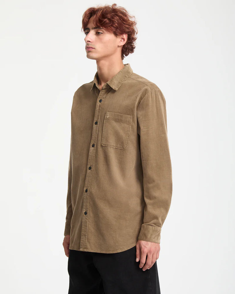 Load image into Gallery viewer, Volcom Men&#39;s Zander Long Sleeve Shirt Teak A0532410_TEK
