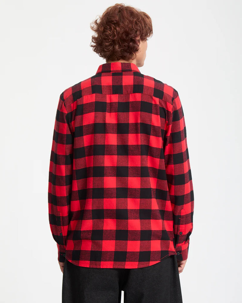 Load image into Gallery viewer, Volcom Men&#39;s Caden Plaid Shirt Lifeguard Red A0532506-LRD
