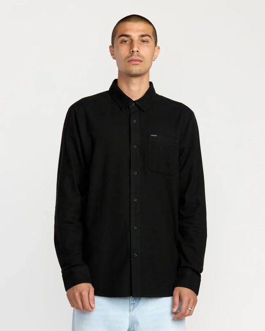 Volcom Men's Caden Solid Shirt Antique Black A0532508-AQK