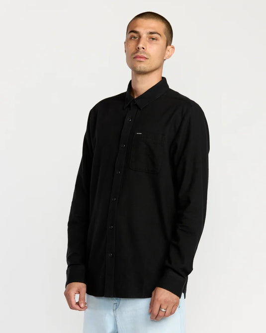 Volcom Men's Caden Solid Shirt Antique Black A0532601-AQK
