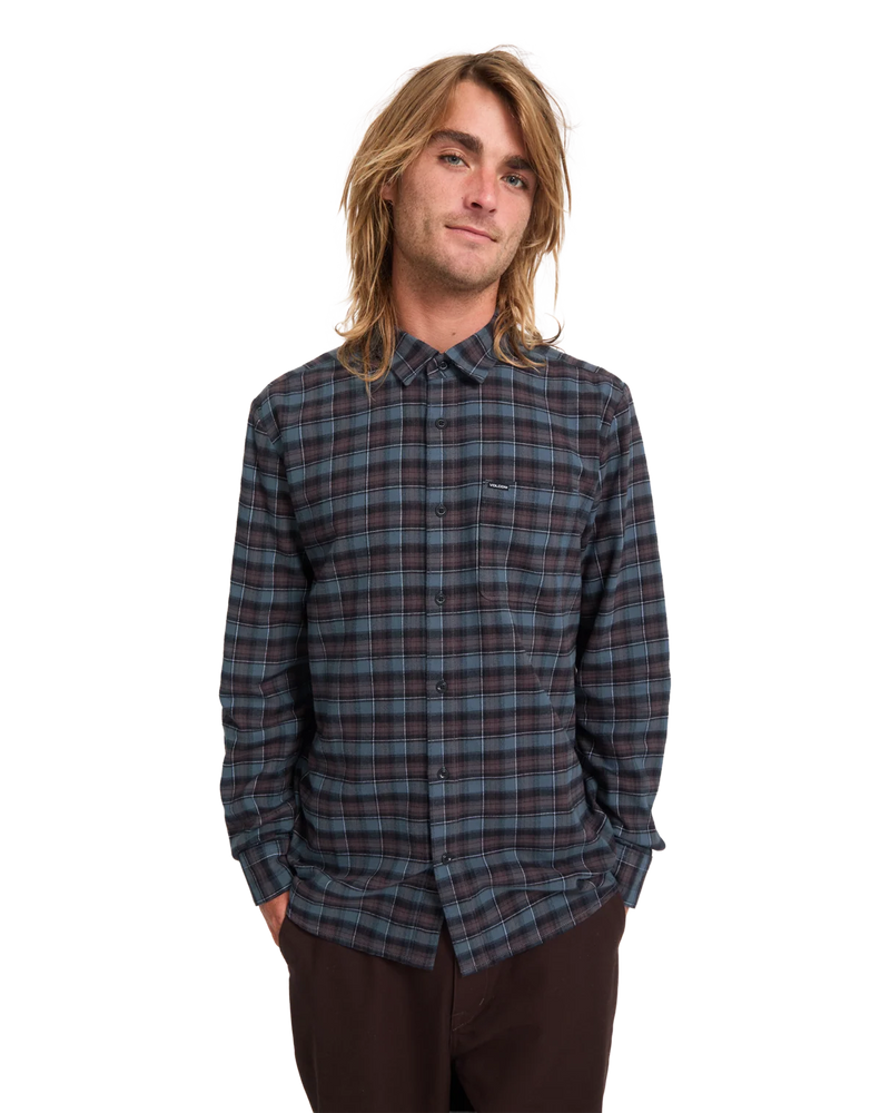 Load image into Gallery viewer, Volcom Men's Caden Plaid Long Sleeve Shirt Raisin A0532602-RSN
