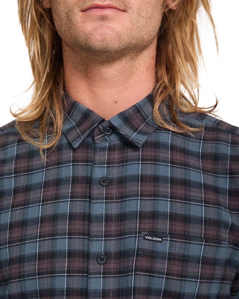 Load image into Gallery viewer, Volcom Men's Caden Plaid Long Sleeve Shirt Raisin A0532602-RSN
