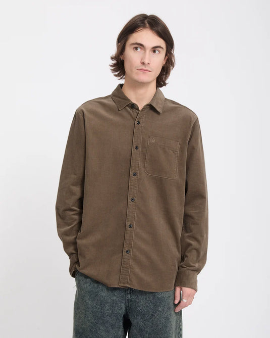 Volcom Men's Zander Corduroy Shirt Earth A0532604-ETH