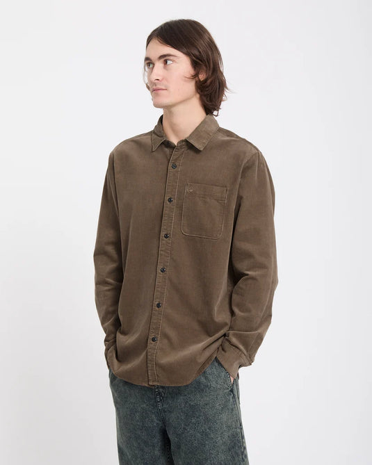 Volcom Men's Zander Corduroy Shirt Earth A0532604-ETH