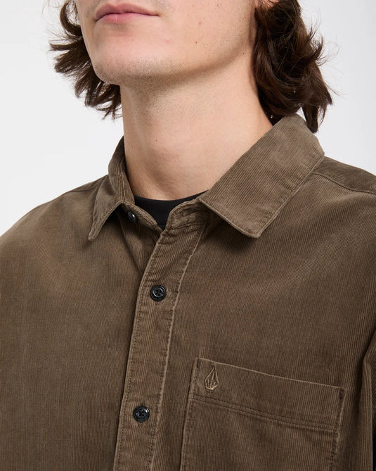 Volcom Men's Zander Corduroy Shirt Earth A0532604-ETH