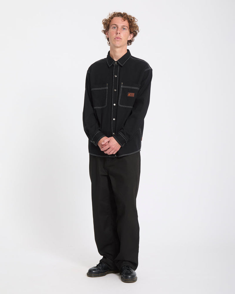 Load image into Gallery viewer, Volcom Men's Levelstone Shirt Black White A0532605-BCI
