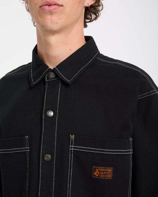 Volcom Men's Levelstone Shirt Black White A0532605-BCI
