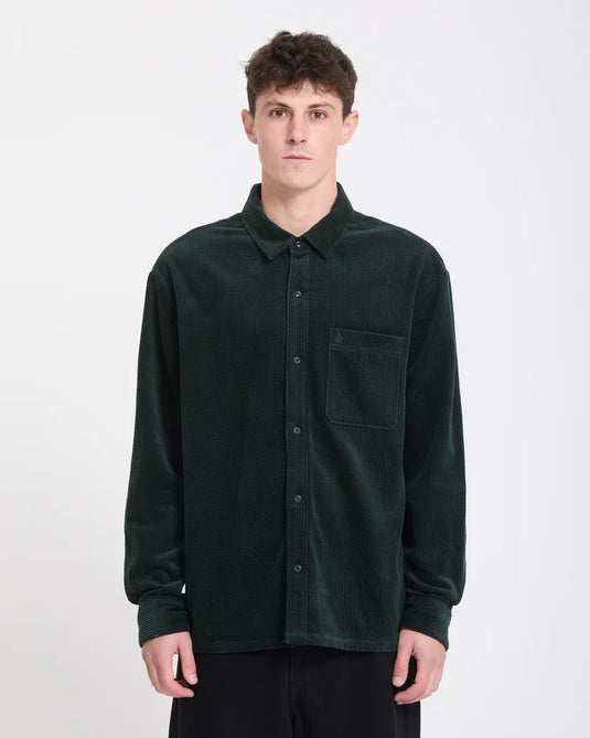 Volcom Men's Fostered II Corduroy Shirt Scarab A0532606-SCB