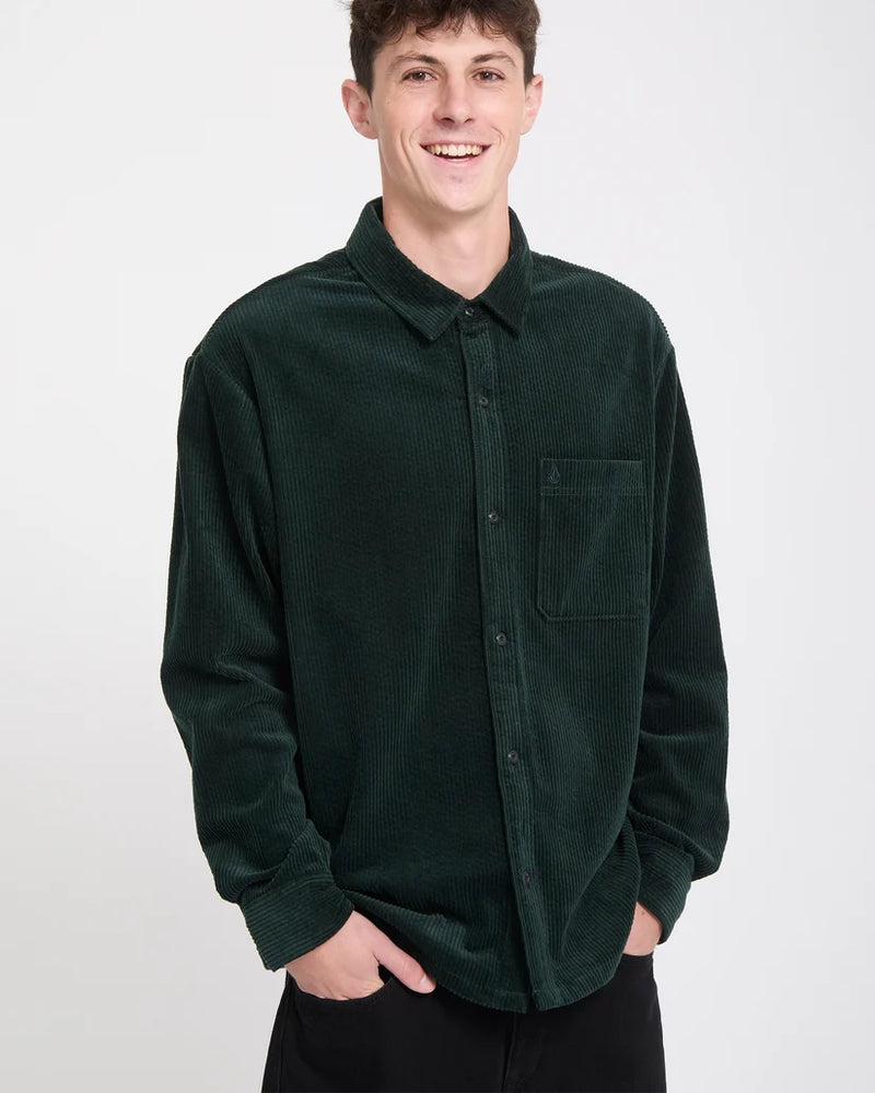 Load image into Gallery viewer, Volcom Men's Fostered II Corduroy Shirt Scarab A0532606-SCB
