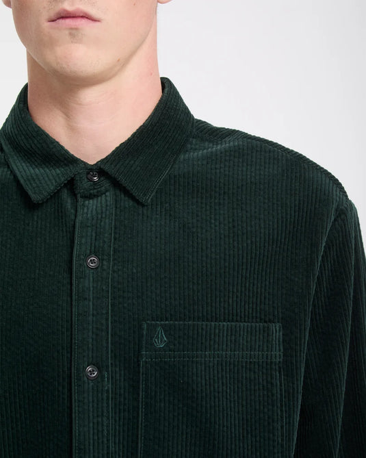 Volcom Men's Fostered II Corduroy Shirt Scarab A0532606-SCB