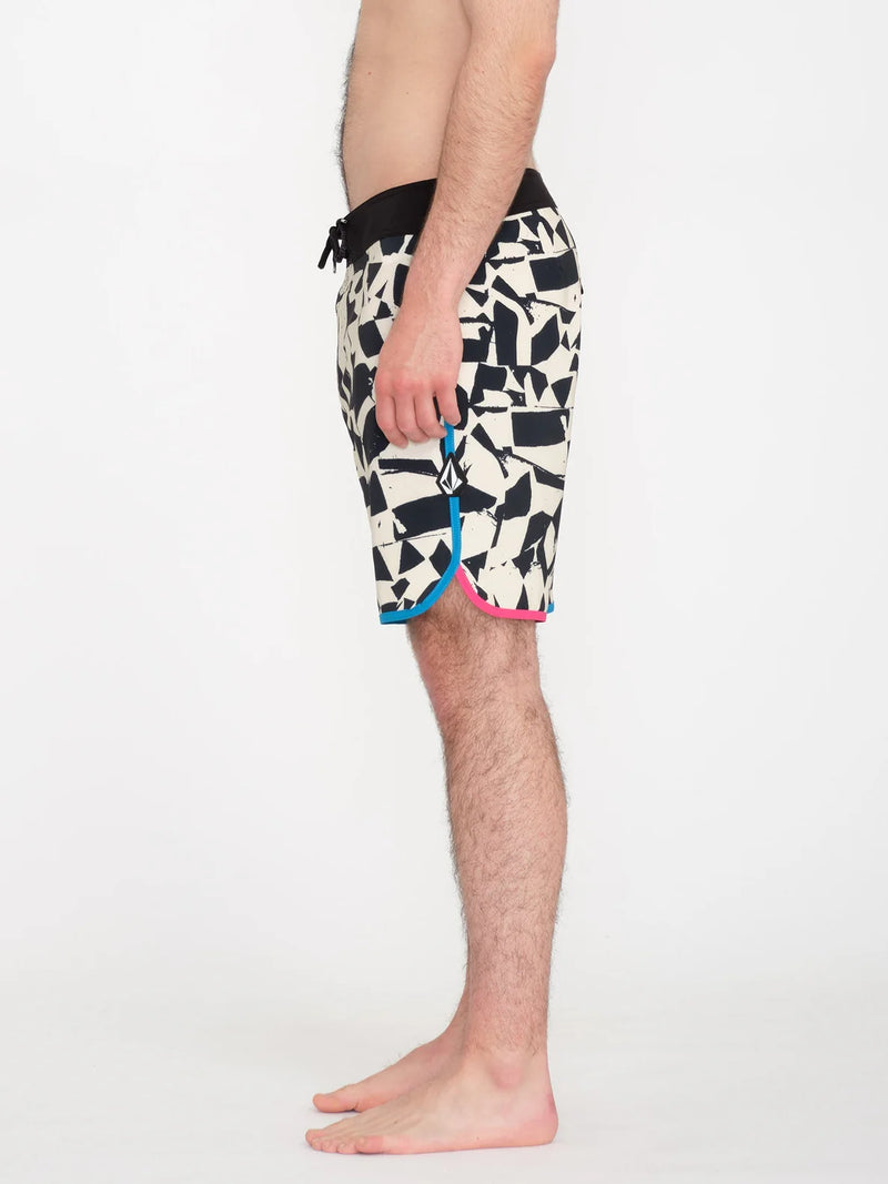 Load image into Gallery viewer, Volcom Men&#39;s Lido Print Scallop Mod 19&quot; Boardshorts Black/White A0812410_BWH
