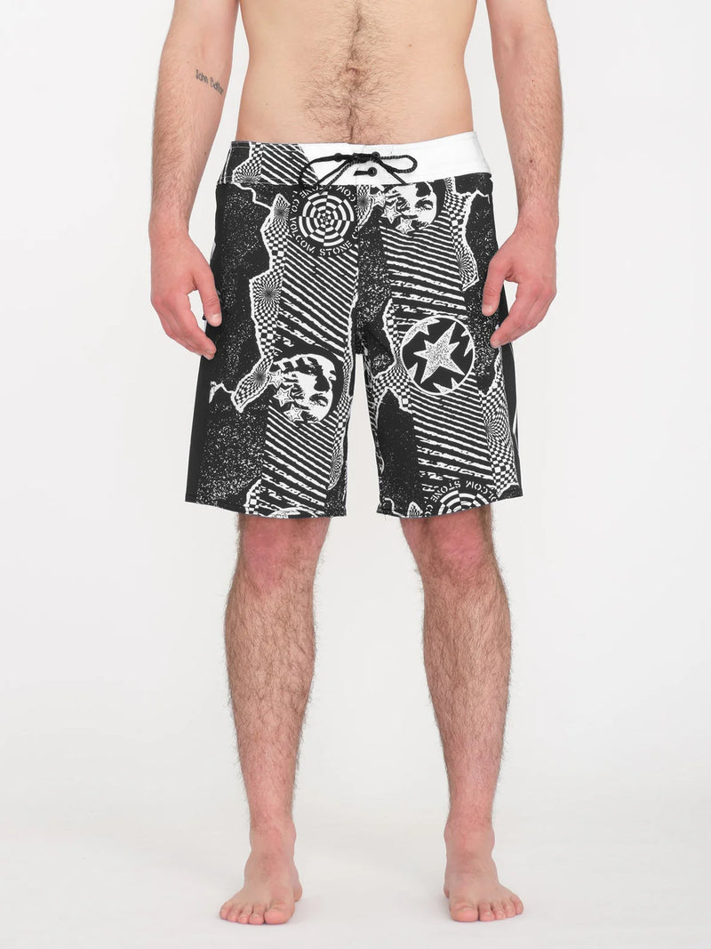 Load image into Gallery viewer, Volcom Men&#39;s Lido Iconic Mod 19&quot; Boardshorts Black/White A0812411_BWH
