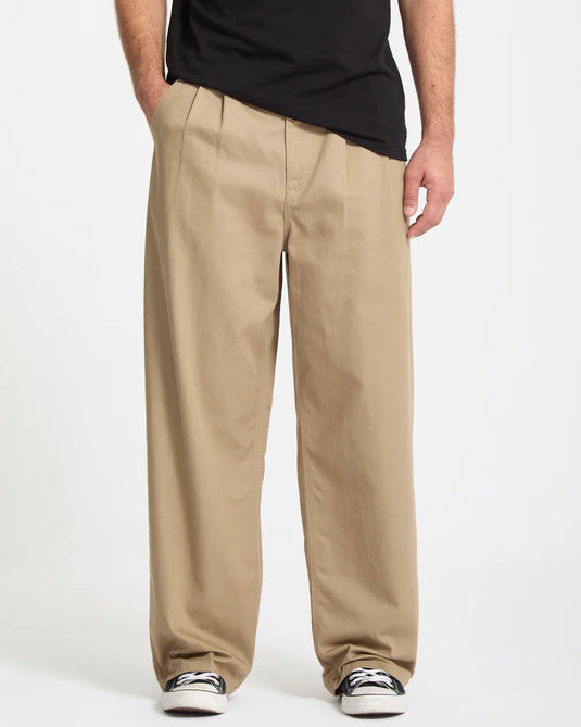 Volcom Men's Baggos Pleat Pants Khaki A1132503-KHA