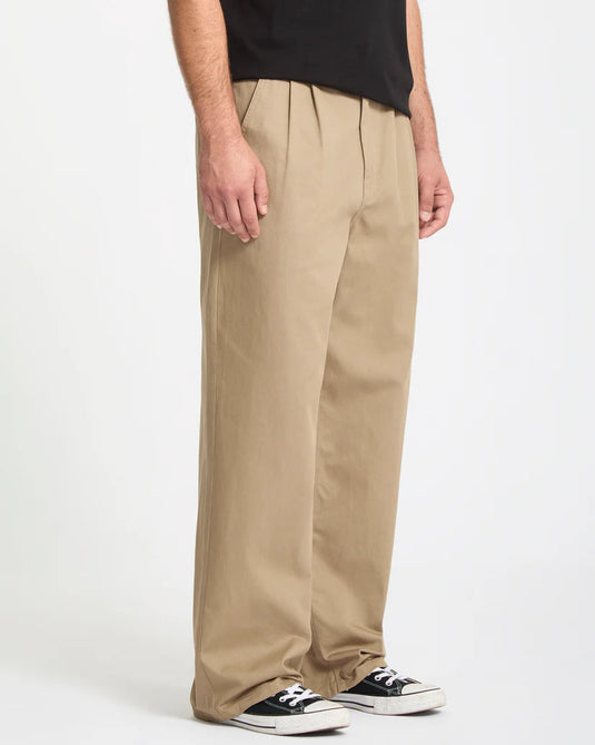Volcom Men's Baggos Pleat Pants Khaki A1132503-KHA