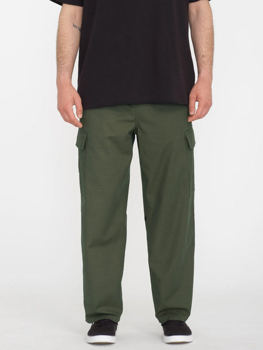 Volcom Billow Tapered Cargo Loose Fit Pants Squadron Green A1212452_SQD