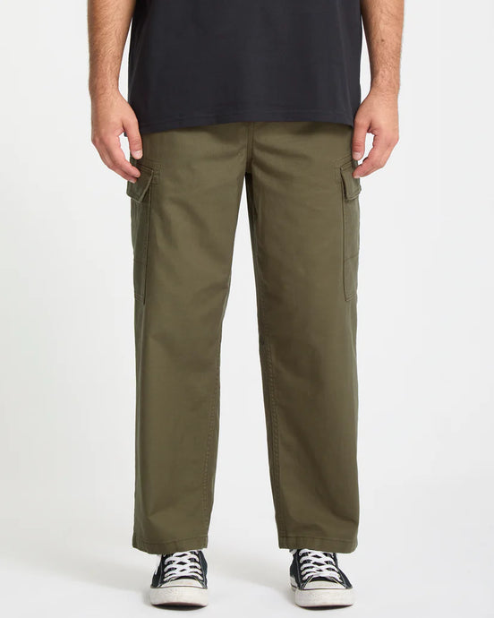 Volcom Men's Billow Tapered Elastic Waist Cargo Pants Sage Leaf A1232407-SLE