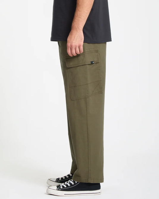 Volcom Men's Billow Tapered Elastic Waist Cargo Pants Sage Leaf A1232407-SLE