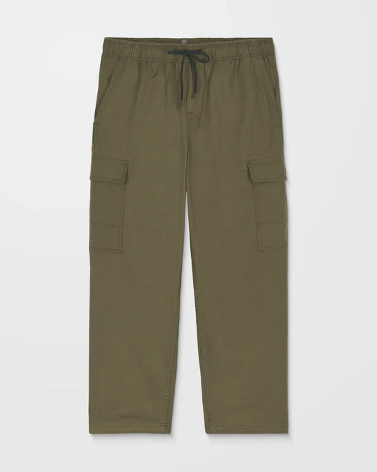 Volcom Men's Billow Tapered Elastic Waist Cargo Pants Sage Leaf A1232407-SLE
