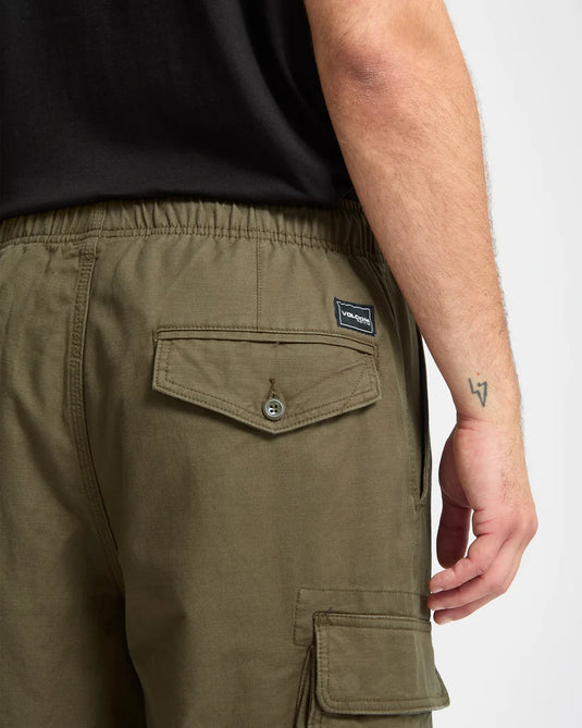 Volcom Men's Billow Tapered Elastic Waist Cargo Pants Sage Leaf A1232407-SLE
