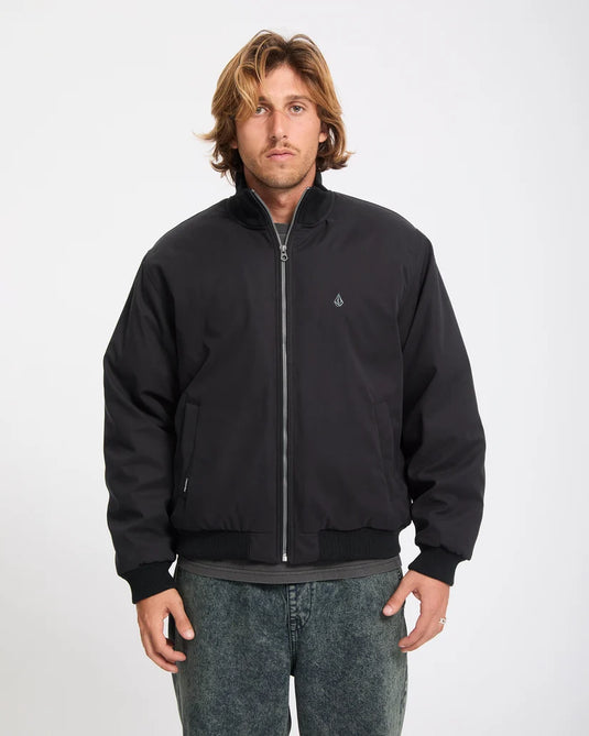 Volcom Men's Damerman Bomber Jacket Black A1632601-BLK
