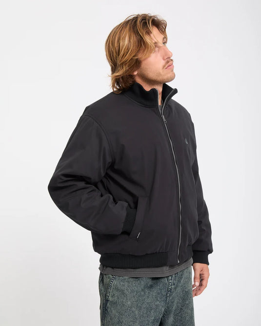 Volcom Men's Damerman Bomber Jacket Black A1632601-BLK