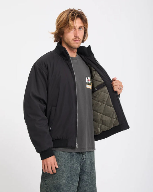 Volcom Men's Damerman Bomber Jacket Black A1632601-BLK