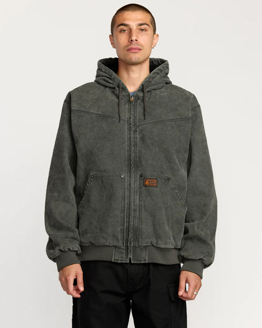 Volcom Men's Hamilstorm Jacket Rinsed Black A1732500_RIB