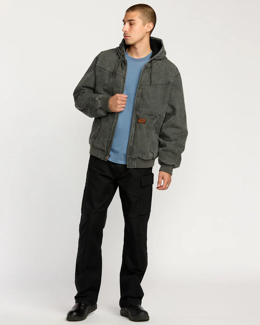 Volcom Men's Hamilstorm Jacket Rinsed Black A1732500_RIB