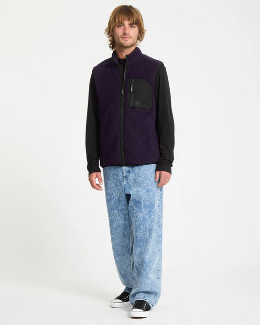 Volcom Men's Muzzer Fuzzar Vest Fleece Dark Purple A1832303-DPL