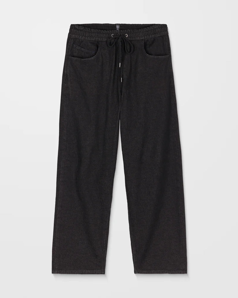 Load image into Gallery viewer, Volcom Men&#39;s Freazy Loose Elasticated Waist Jeans Black Wash A1912450_BLW
