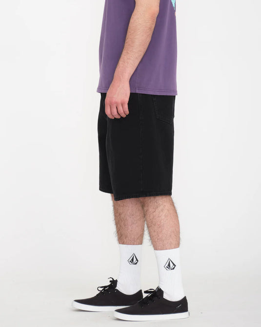 Volcom Men's Billow Denim Relaxed Fit Shorts Black A2012200_BLK