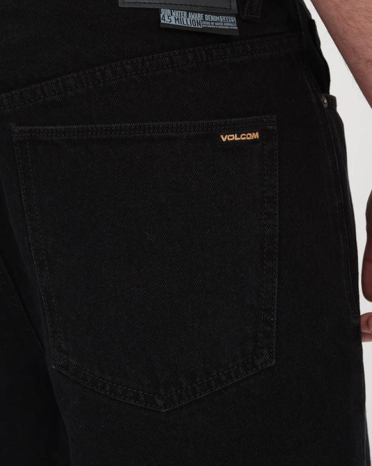 Volcom Men's Billow Denim Relaxed Fit Shorts Black A2012200_BLK