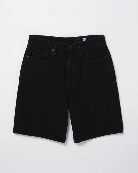 Volcom Men's Billow Denim Relaxed Fit Shorts Black A2012200_BLK