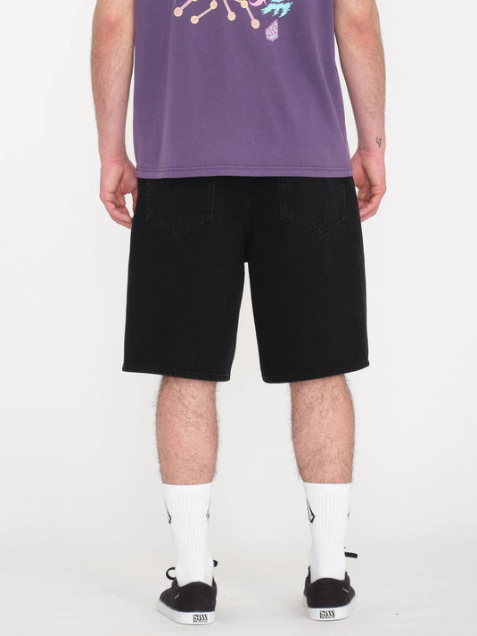 Volcom Men's Billow Denim Relaxed Fit Shorts Black A2012200_BLK