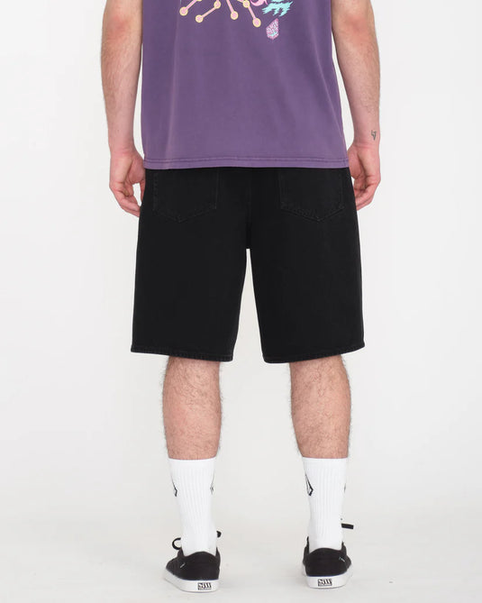 Volcom Men's Billow Denim Relaxed Fit Shorts Black A2012200_BLK