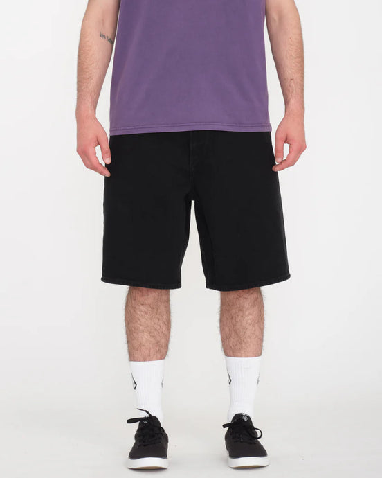 Volcom Men's Billow Denim Relaxed Fit Shorts Black A2012200_BLK