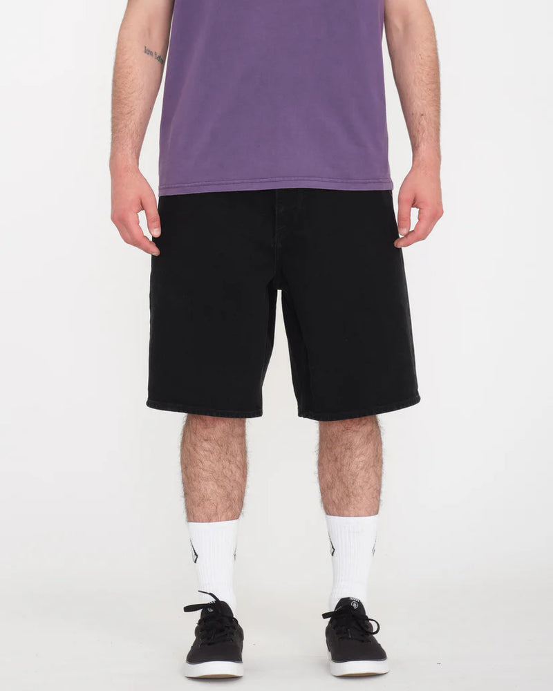 Load image into Gallery viewer, Volcom Men&#39;s Billow Denim Relaxed Fit Shorts Black A2012200_BLK
