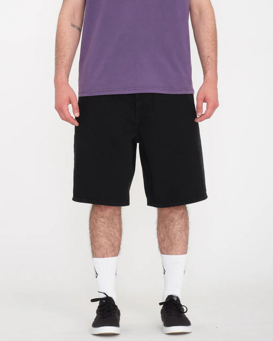 Volcom Men's Billow Denim Relaxed Fit Shorts Black A2012200_BLK