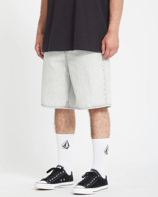 Volcom Men's Billow Denim Relaxed Fit Shorts Bone A2012200_BNE