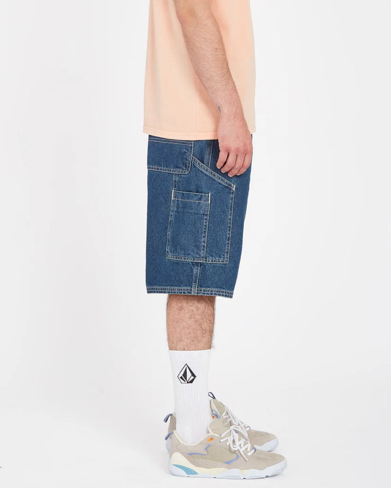 Load image into Gallery viewer, Volcom Men&#39;s Labored Denim Relaxed Fit Utility Short Indigo Ridge Wash A2012301_IRW
