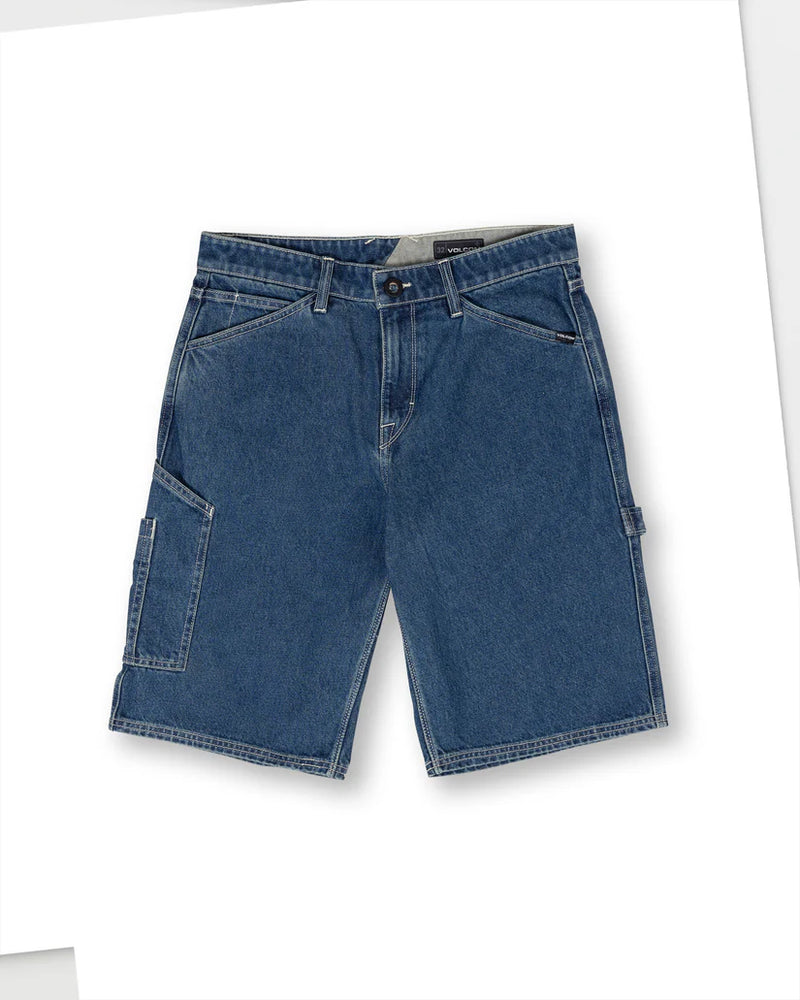 Load image into Gallery viewer, Volcom Men&#39;s Labored Denim Relaxed Fit Utility Short Indigo Ridge Wash A2012301_IRW
