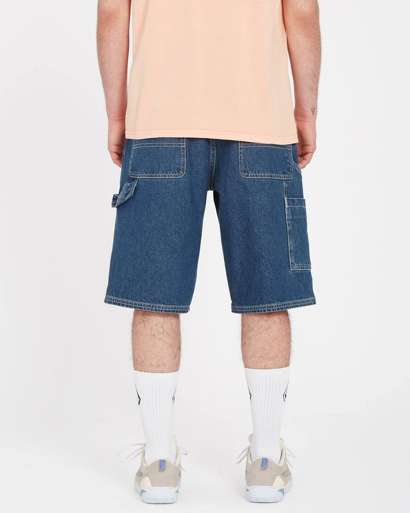 Load image into Gallery viewer, Volcom Men&#39;s Labored Denim Relaxed Fit Utility Short Indigo Ridge Wash A2012301_IRW
