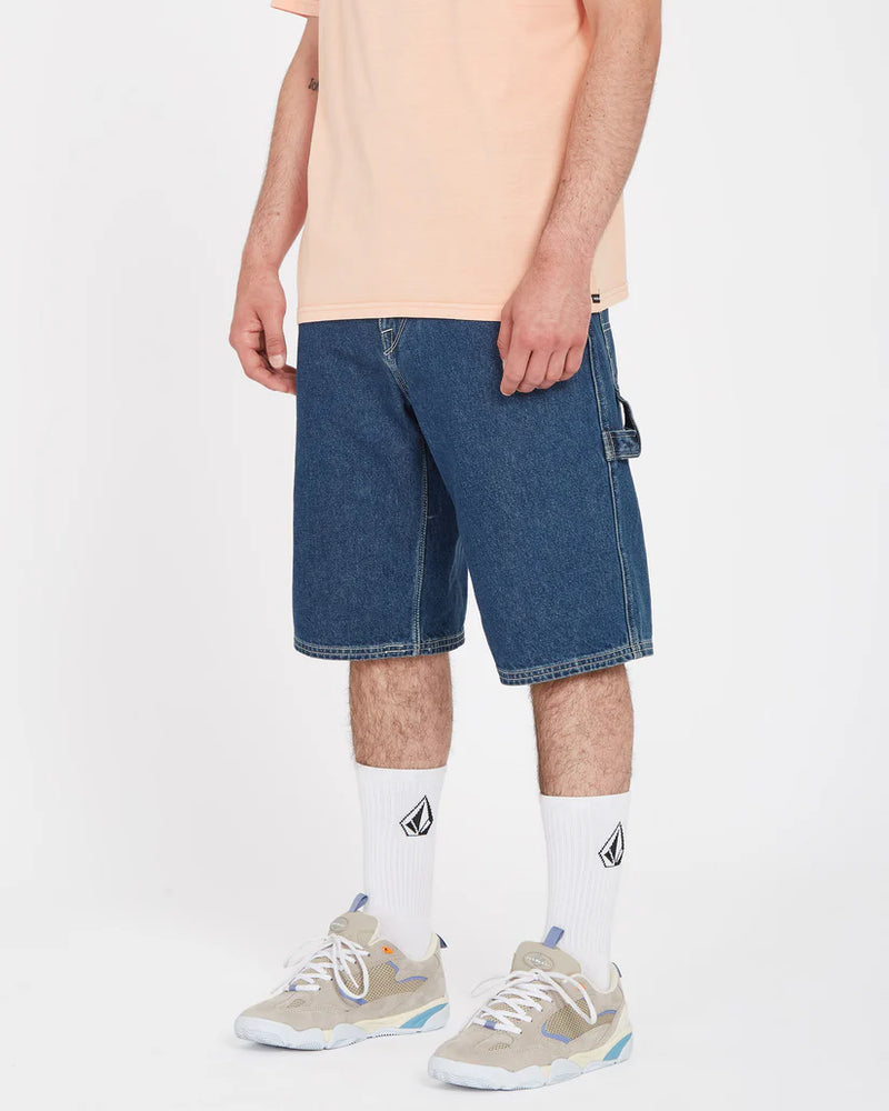 Load image into Gallery viewer, Volcom Men&#39;s Labored Denim Relaxed Fit Utility Short Indigo Ridge Wash A2012301_IRW
