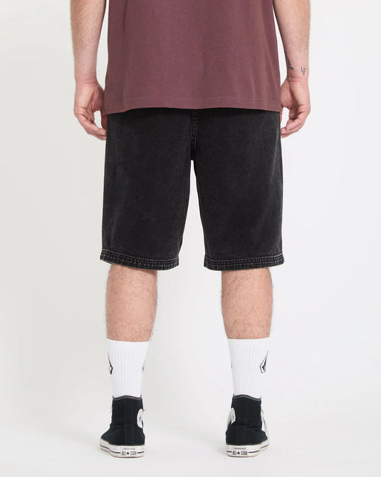 Volcom Men's Freazy 22" Denim Elasticated Waist Short Blackity Black A2012608_BBK