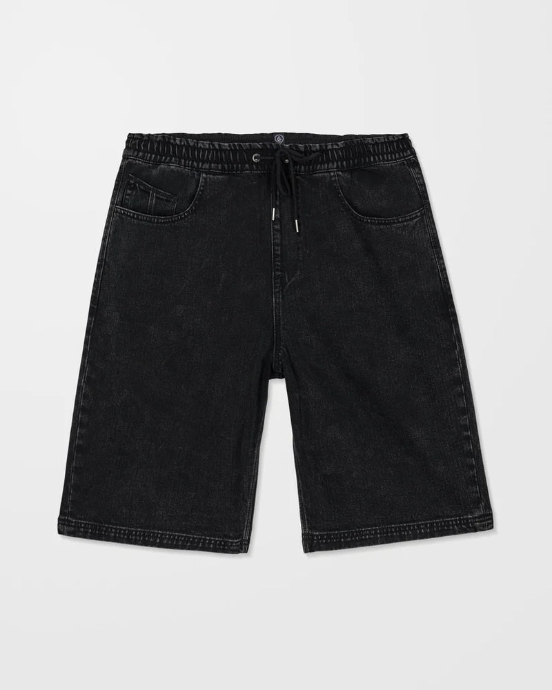 Load image into Gallery viewer, Volcom Men's Freazy 22" Denim Elasticated Waist Short Blackity Black A2012608_BBK
